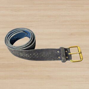 Vintage 40" Dark Blue Suede Leather Belt with Navy Blue Smooth Leather Backing